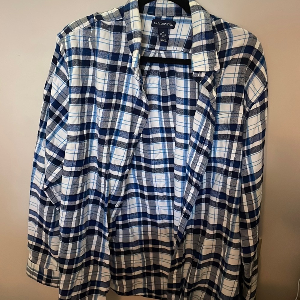 NAVY CREAM MENS LL BEAN FLANNEL